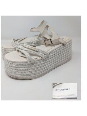Kelsi Dagger White Flatform Sandal 8.5 Mend Espadrille Braid